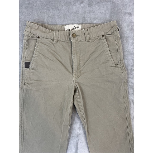 Duck Camp Pants Mens 30x28 Beige Canvas Camping Hunting Outdoor Sportsman - Picture 2 of 8